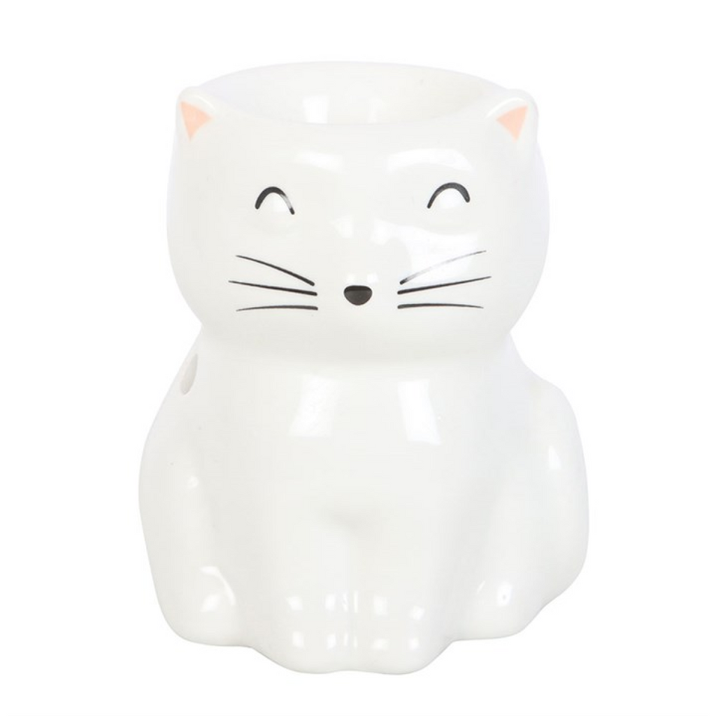 White Happy Cat Oil Burner