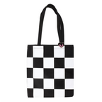 Checkerboard Print Polycotton Tote Bag with Enamel Heart Pin Badge