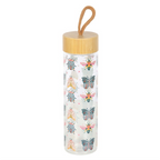 Floral Bug Print Glass Water Bottle