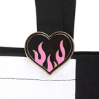 Checkerboard Print Polycotton Tote Bag with Enamel Heart Pin Badge