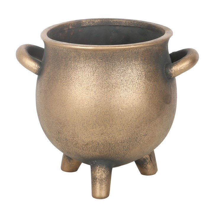Herbal Magic Bronze Effect Terracotta Cauldron Plant Pot