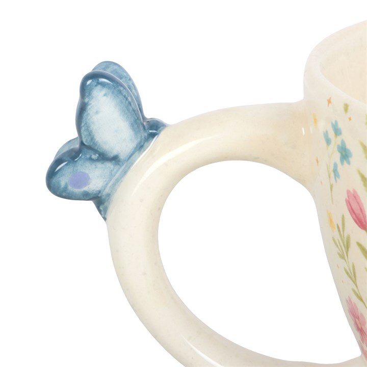 Luna Bloom Floral Print Mug with Butterfly