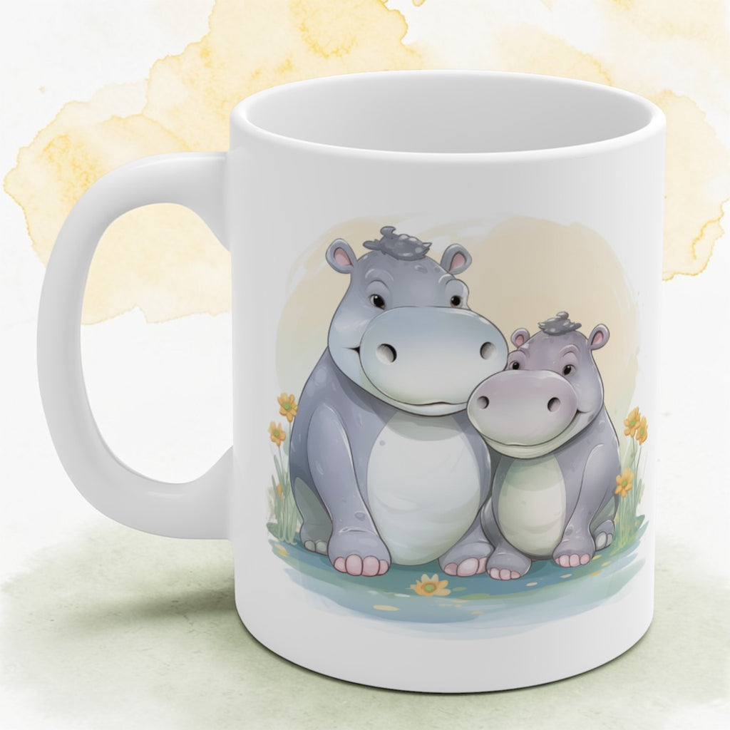 Mummy & Baby Hippo Design Mug