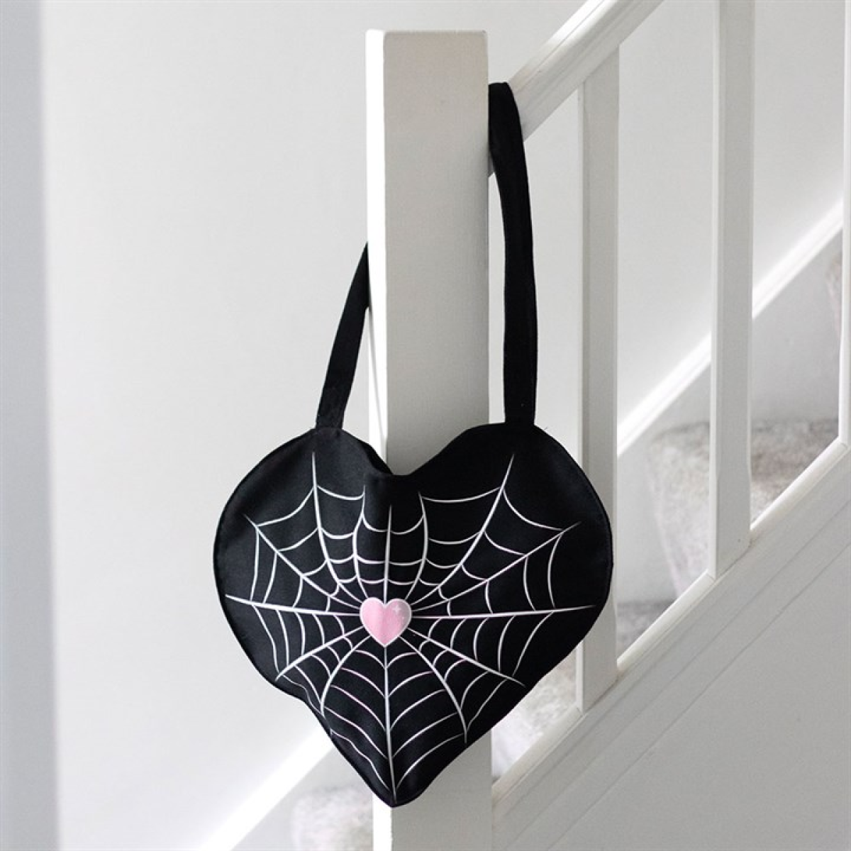 Spiderweb Heart Satin Tote Bag